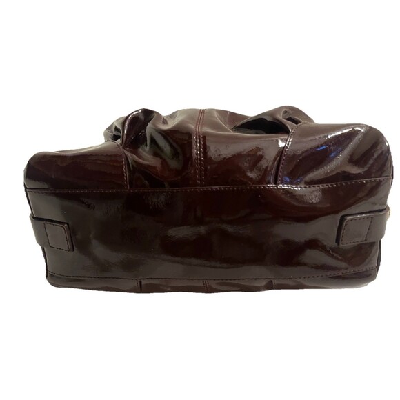 Francesco Biasia Burgundy Patent Leather Top Handle Satchel Double Handle Purse - Picture 4 of 10